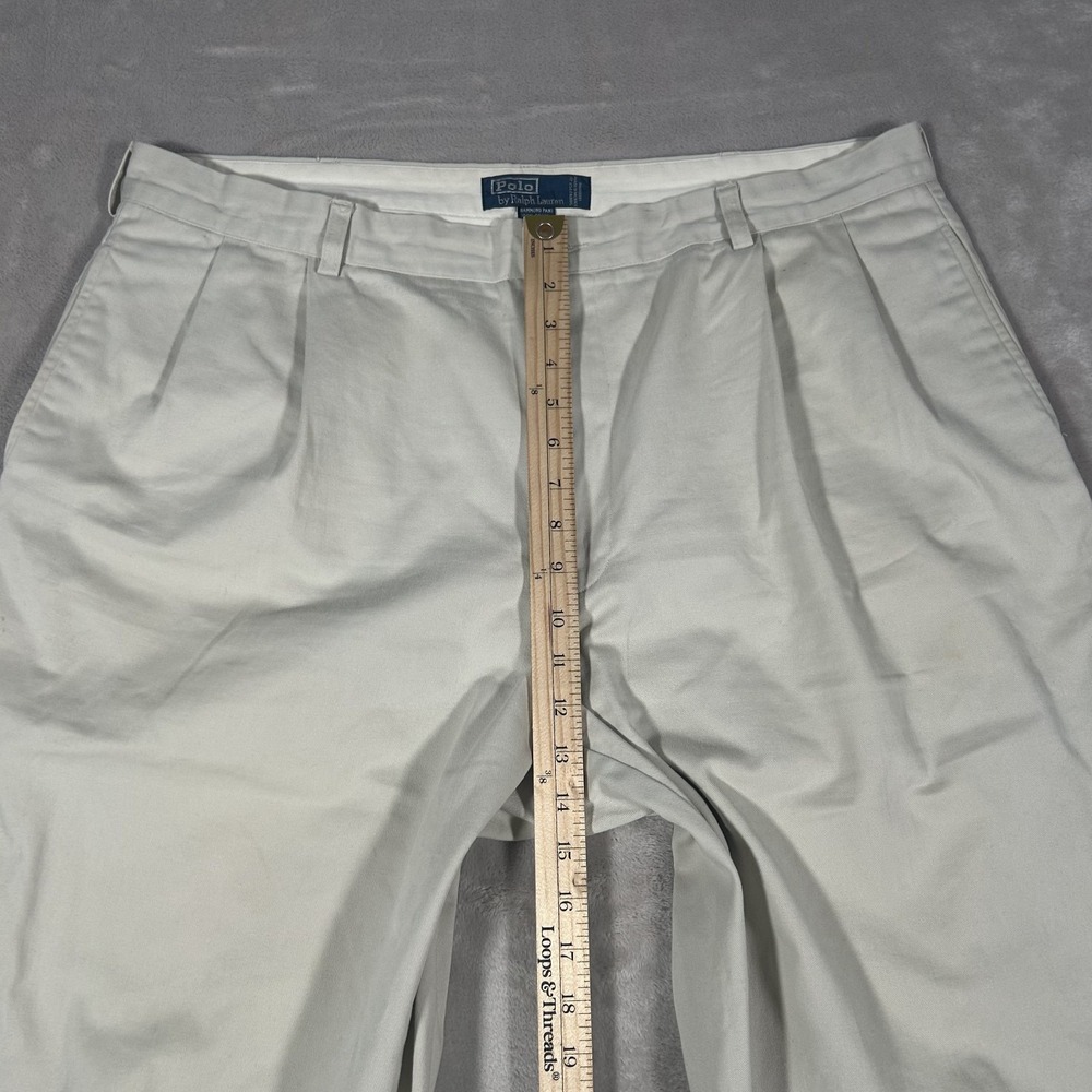 VTG 90s Polo Ralph Lauren Hammond Pant Men 42x30 Khaki Classic Chino Pleated - Picture 12 of 16